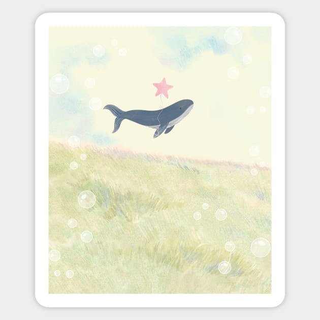 Whale in the field Sticker by SkyisBright